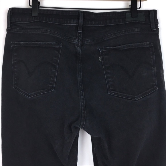 LEVI’S Jeans Mid Rise Skinny Slim Faded Black Wash Stretch Denim Plus Size 14 - Picture 4 of 13